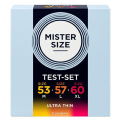 MISTER SIZE - PACOTE DE AMOSTRA DE PRESERVATIVOS TAMANHO 53-57-60 MM (3 UNIDADES)