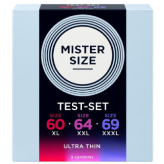 MISTER SIZE - PACOTE DE AMOSTRA DE PRESERVATIVOS TAMANHO 60-64-69 MM (3 UNIDADES)
