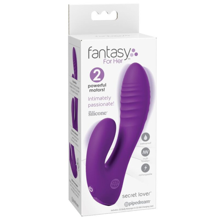 FANTASY FOR HER - VIBRADOR SECRET LOVER DE PONTOS DUPLOS PARA CLITÓRIS. RECARREGÁVEL. ROXO