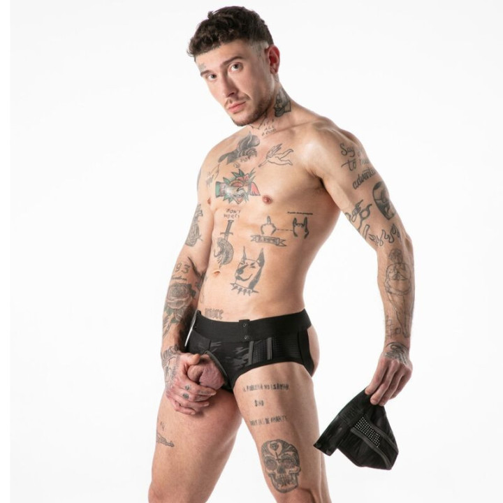 LOCKER GEAR - CUECA JOCK CUEF COM ACESSO MILITAR COMPLETO. PRETA. TAMANHO XL