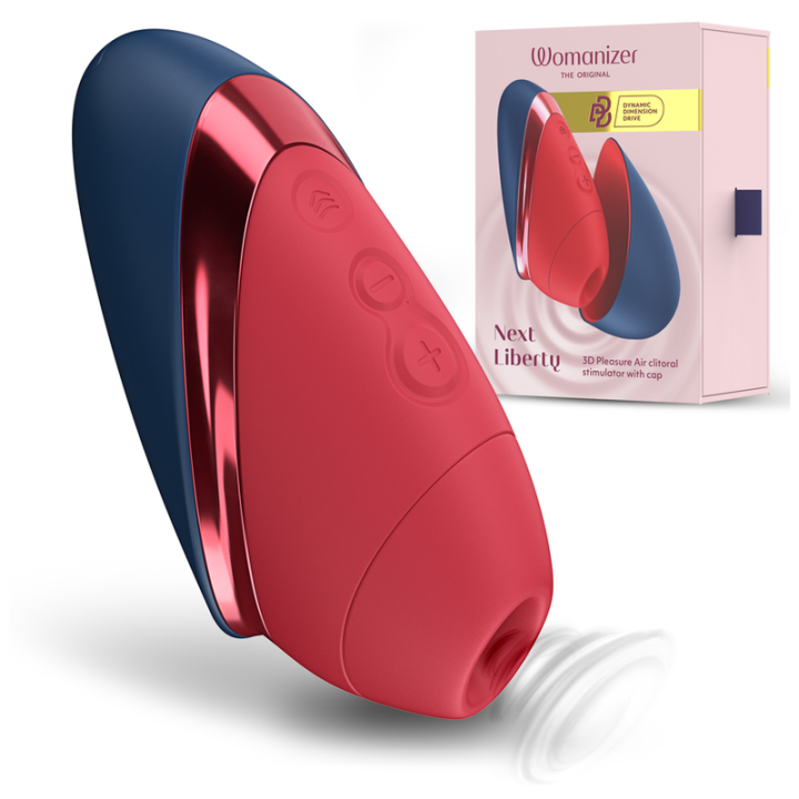 WOMANIZER - NEXT LIBERTY 3D PLEASURE AIR CLITORIAL STIMULATOR BLUE/RED