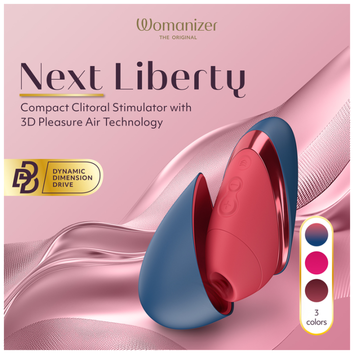 WOMANIZER - NEXT LIBERTY 3D PLEASURE AIR CLITORIAL STIMULATOR BLUE/RED