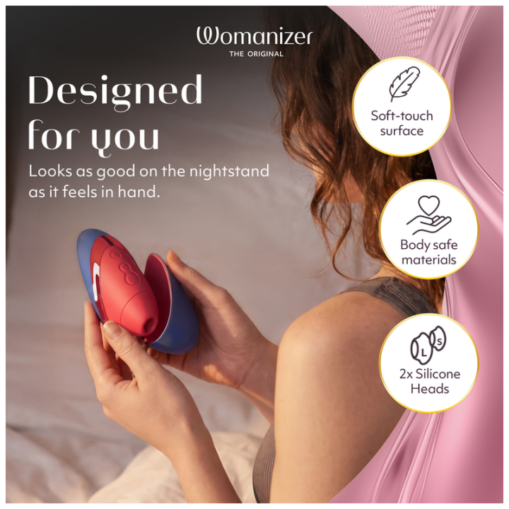 WOMANIZER - NEXT LIBERTY 3D PLEASURE AIR CLITORIAL STIMULATOR BLUE/RED