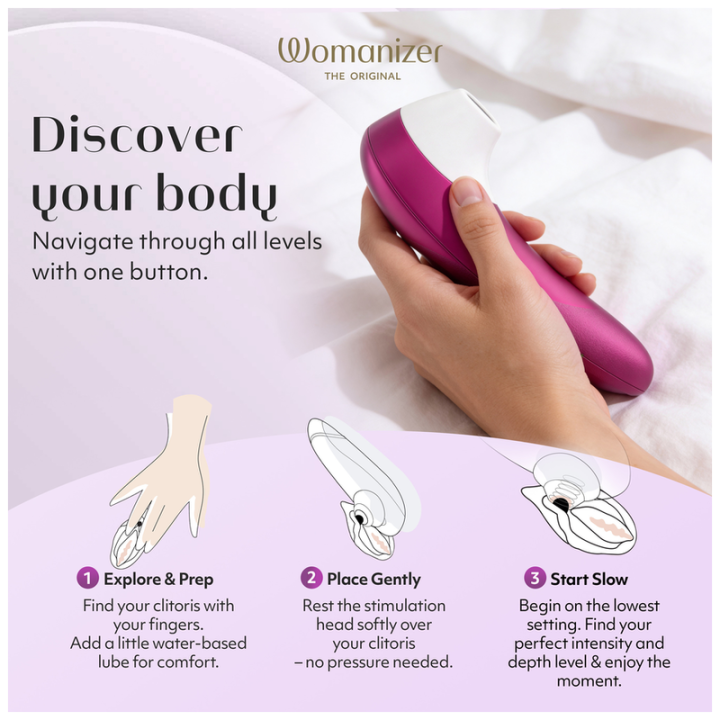 WOMANIZER - ESTIMULADOR CLITORIANO DE SUCÇÃO PROFISSIONAL COM 11 NÍVEIS DE INTENSIDADE. ROSA VIBRANTE