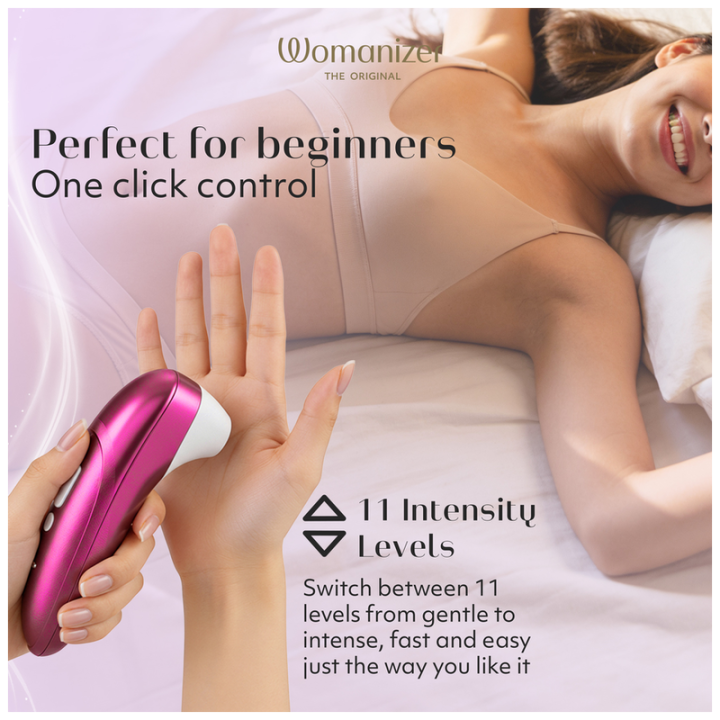 WOMANIZER - ESTIMULADOR CLITORIANO DE SUCÇÃO PROFISSIONAL COM 11 NÍVEIS DE INTENSIDADE. ROSA VIBRANTE