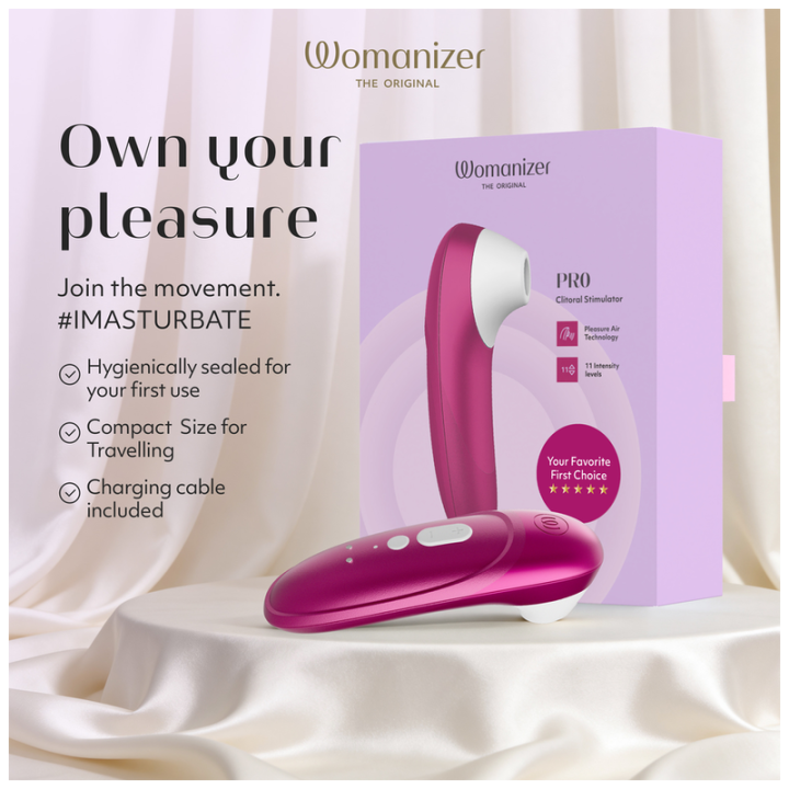 WOMANIZER - ESTIMULADOR CLITORIANO DE SUCÇÃO PROFISSIONAL COM 11 NÍVEIS DE INTENSIDADE. ROSA VIBRANTE