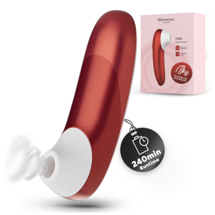 WOMANIZER - ESTIMULADOR CLITORIANO DE SUCÇÃO PROFISSIONAL COM 11 NÍVEIS DE INTENSIDADE - VERMELHO BORDEAUX