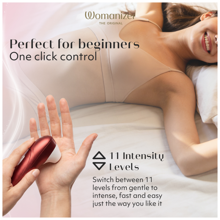 WOMANIZER - ESTIMULADOR CLITORIANO DE SUCÇÃO PROFISSIONAL COM 11 NÍVEIS DE INTENSIDADE - VERMELHO BORDEAUX