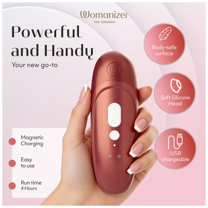 WOMANIZER - ESTIMULADOR CLITORIANO DE SUCÇÃO PROFISSIONAL COM 11 NÍVEIS DE INTENSIDADE - VERMELHO BORDEAUX
