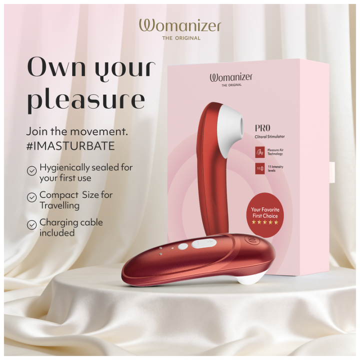 WOMANIZER - ESTIMULADOR CLITORIANO DE SUCÇÃO PROFISSIONAL COM 11 NÍVEIS DE INTENSIDADE - VERMELHO BORDEAUX