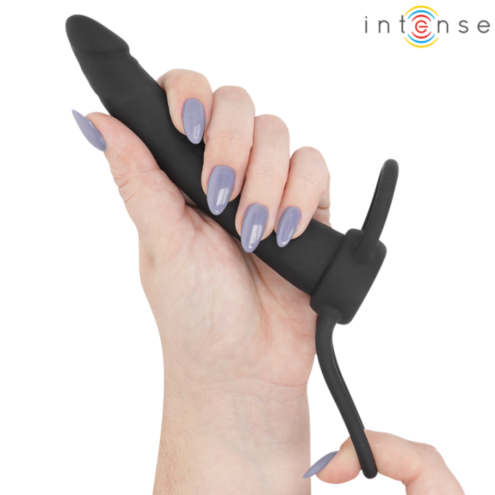 INTENSE - LUCAS DILDO ANAL COM ANEL DE SILICONE PARA PÊNIS E TESTÍCULOS