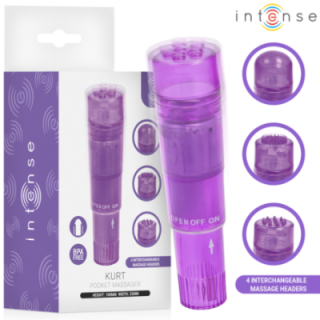 INTENSE - MINI MASSAGEADOR KURT COM 4 CABEÇAS INTERCAMBIÁVEIS ROXO
