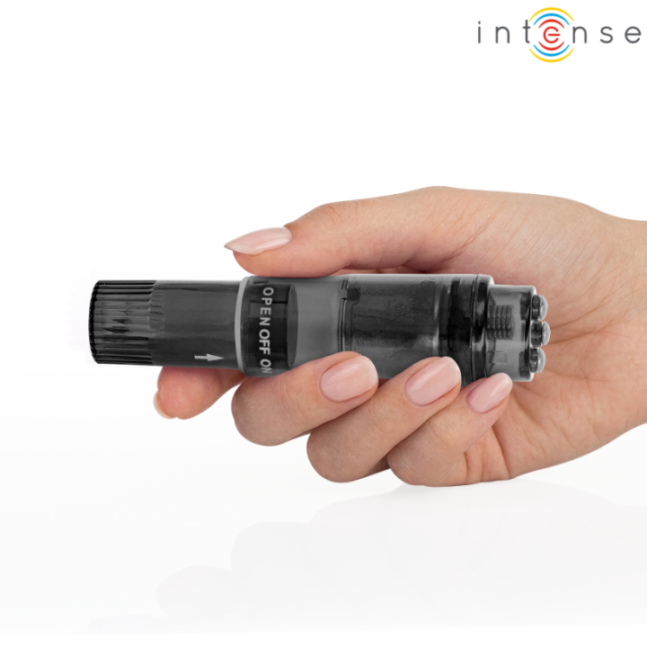 INTENSE - MINI MASSAGEADOR KURT COM 4 CABEÇAS INTERCAMBIÁVEIS PRETO