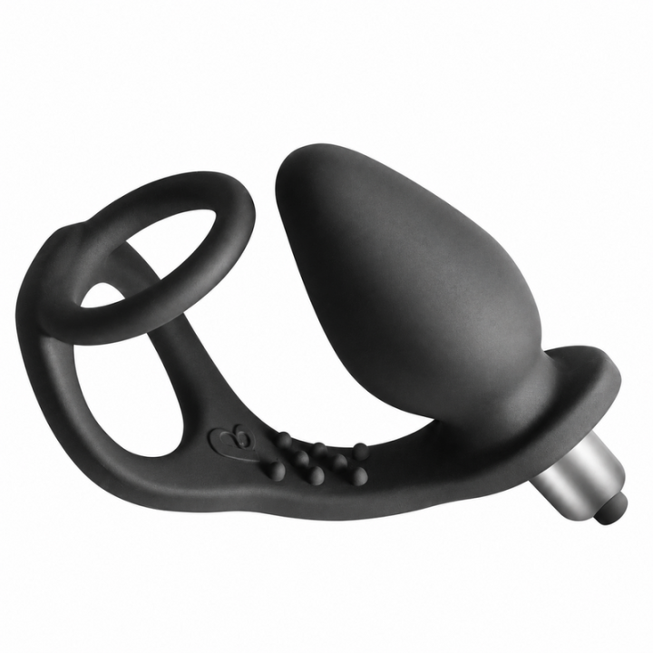 ROCKS-OFF - VIBRADOR DE PRÓSTATA RO-ZEN COM ANEL DUPLO E 7 VELOCIDADES - PRETO ÔNIX