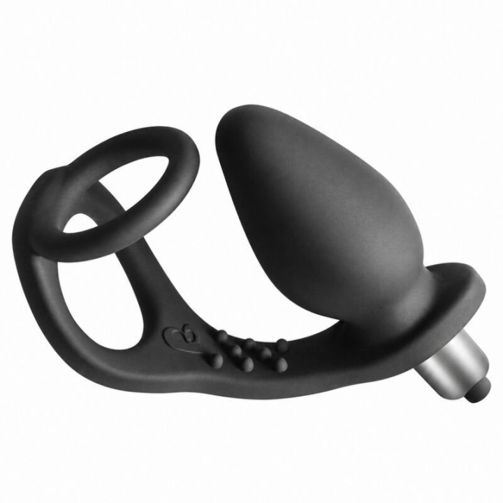 ROCKS-OFF - VIBRADOR DE PRÓSTATA RO-ZEN COM ANEL DUPLO E 7 VELOCIDADES - PRETO ÔNIX