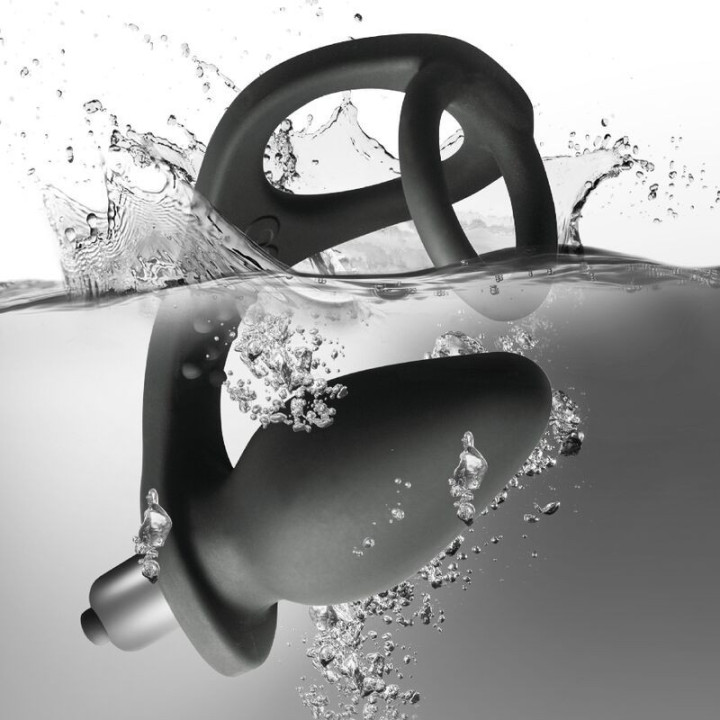 ROCKS-OFF - VIBRADOR DE PRÓSTATA RO-ZEN COM ANEL DUPLO E 7 VELOCIDADES - PRETO ÔNIX