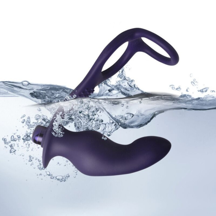 ROCKS-OFF - NOVA ZENTURIAN PLUG VIBRATÓRIO PARA PRÓSTATA COM ANÉIS 16 MODOS AZUL ESCURO