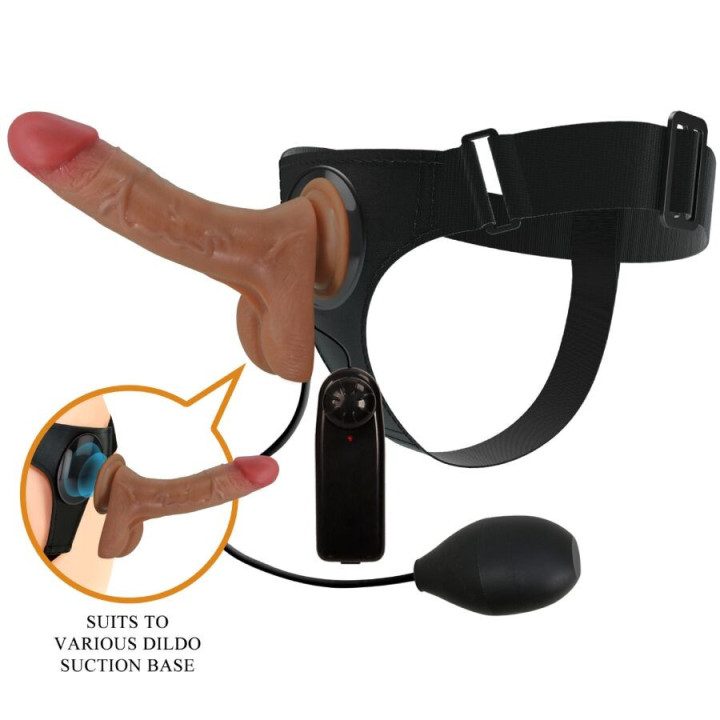 PRETTY LOVE - CALCINHA UNIVERSAL COM DILDO VIBRATÓRIO E SQUIRTING 15.5 CM MULATO