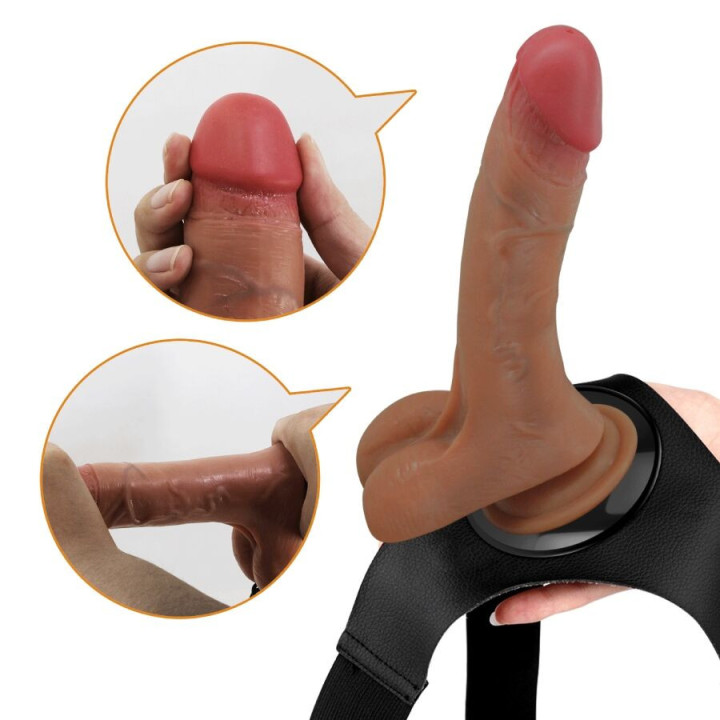 PRETTY LOVE - CALCINHA UNIVERSAL COM DILDO VIBRATÓRIO E SQUIRTING 15.5 CM MULATO