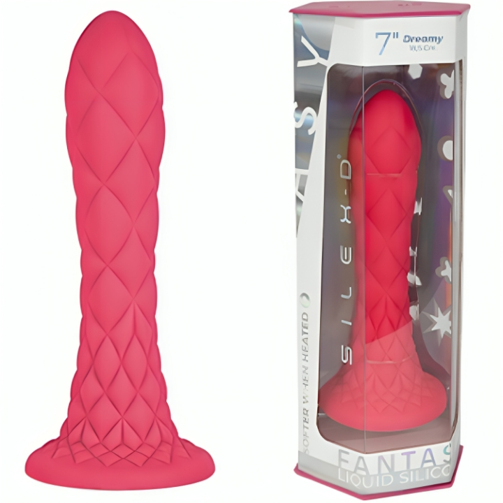 SILEXD - DREAMY DILDO FANTASY SILICONE LÍQUIDO TERMORATIVO FÚCSIA 18.5 CM