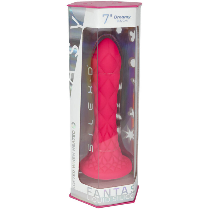 SILEXD - DREAMY DILDO FANTASY SILICONE LÍQUIDO TERMORATIVO FÚCSIA 18.5 CM
